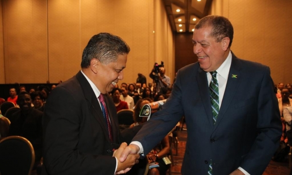 Hon Audley Shaw and David Wan