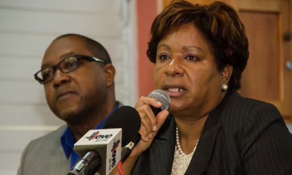 Director of the Regulatory Division at the Bureau of Standards Jamaica (BSJ), Orine Henry, addresses a press conference held at the agency’s Winchester Road offices today (December 16). A left is Head of the Standards Compliance Inspectorate, Regulatory Division, BSJ, Wendell Richards.