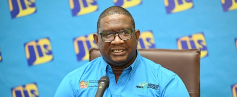 Director General of the Hazardous Substances Regulatory Authority (HSRA), Dr. Cliff Riley, addresses a JIS ‘Think Tank’ on Wednesday (April 16), at the agency’s Television Department on South Odeon Avenue, in Kingston.