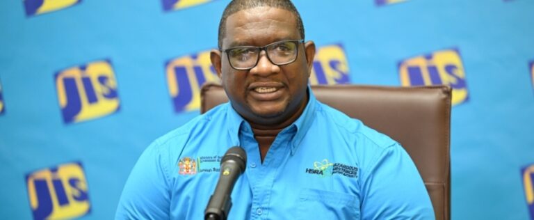 Director General, Hazardous Substances Regulatory Authority (HSRA), Dr. Cliff Riley, speaks during a recent Jamaica Information Service (JIS) ‘Think Tank’ at the agency’s Television Department in Kingston