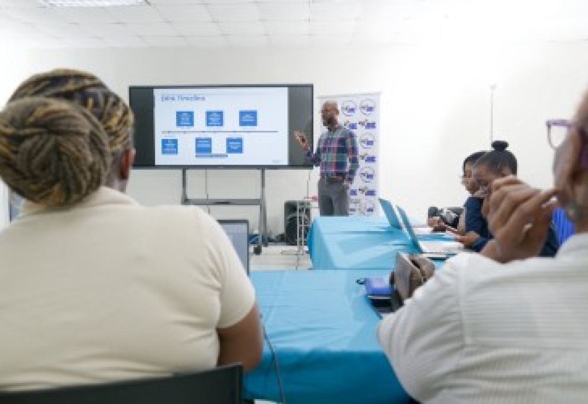 Head of Practice at UK-based data privacy firm Securys Limited, Andre Palmer, speaks at a data privacy and protection workshop for micro, small and medium-sized enterprise (MSME) operators, hosted recently by the Jamaica Business Development Corporation (JBDC) at its Incubator & Resource Centre on Marcus Garvey Drive in Kingston.