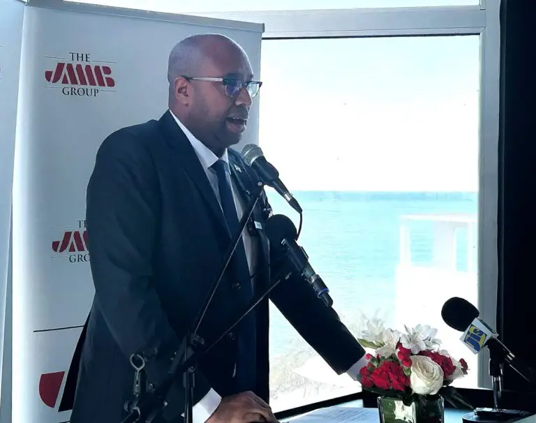 Minister of state in the Ministry of Industry, Investment and Commerce Delano Seiveright speaking during the JMMB Group Thought Leadership Breakfast at S Hotel Montego Bay on Wednesday. (Photo: Horace Hines)