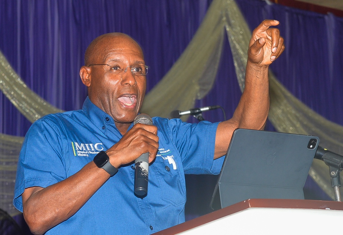 Minister of Industry, Investment and Commerce, Senator the Hon. Aubyn Hill delivers keynote address during the New Testament Church of God Kingdom Builders Business Expo 2026, held in Old Harbour, St. Catherine on Saturday (July 11).